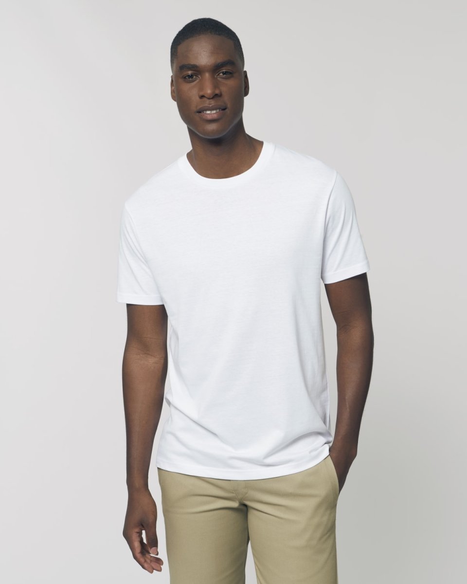T-shirt uni ACCESS RIVHEX blanc à col rond porté de face