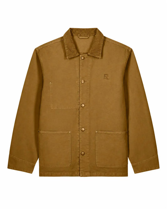 Veste L’Ancrage RIVHEX bronze en coton bio, vue de face avec broderie ton sur ton — simulation