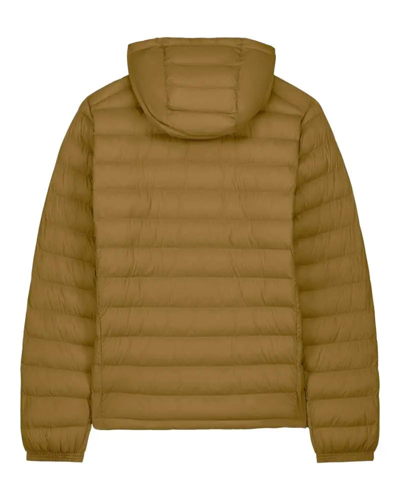 Veste matelassée homme L’Horizon RIVHEX bronze, capuche et vue de dos à plat