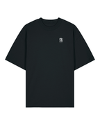 T-shirt RIVHEX Fleurs de Rivage oversize en coton bio – détail motif cœur noir