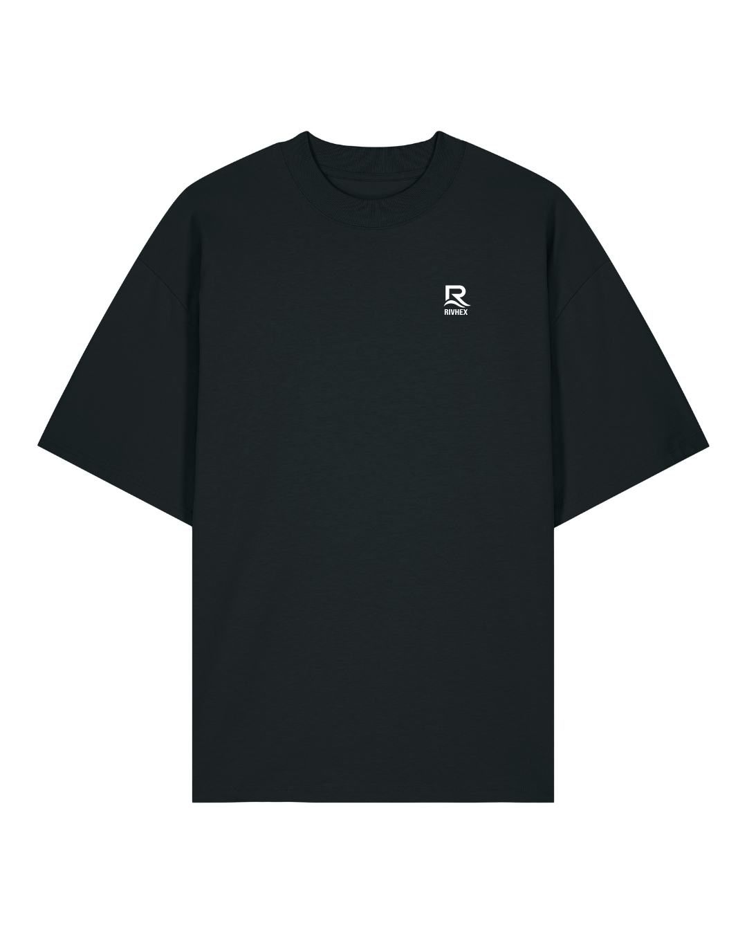 T-shirt RIVHEX Fleurs de Rivage oversize en coton bio – détail motif cœur noir