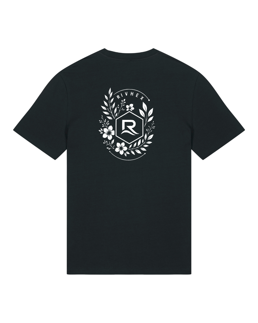 T-shirt RIVHEX Fleurs de Rivage en coton bio unisexe – coloris noir