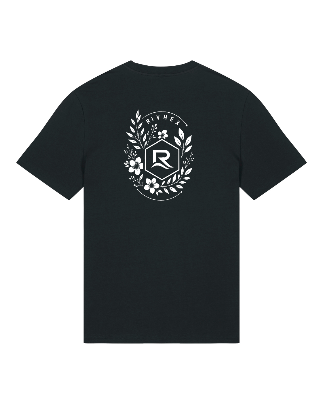 T-shirt RIVHEX Fleurs de Rivage en coton bio unisexe – coloris noir