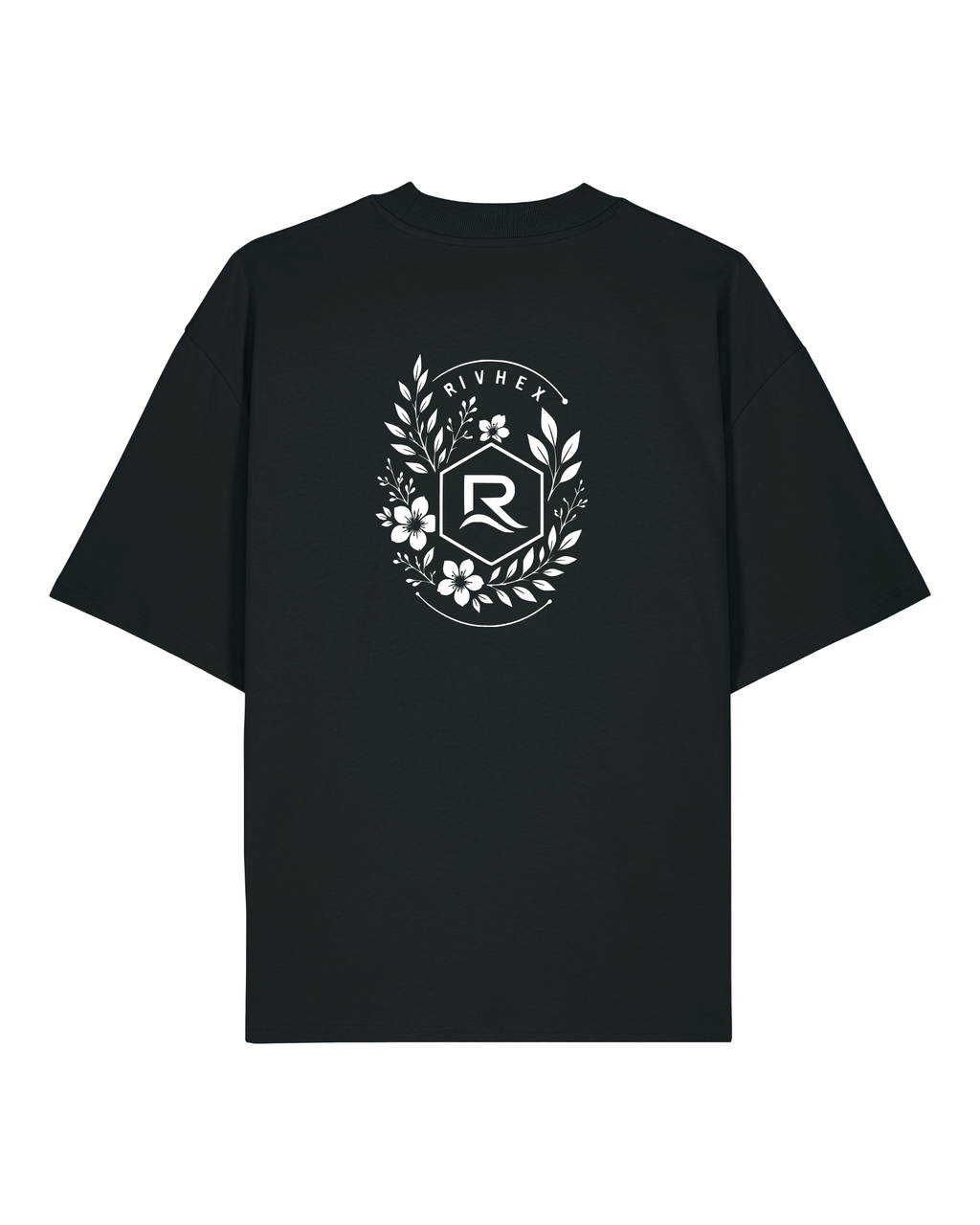 T-shirt RIVHEX Fleurs de Rivage oversize en coton bio – coloris noir