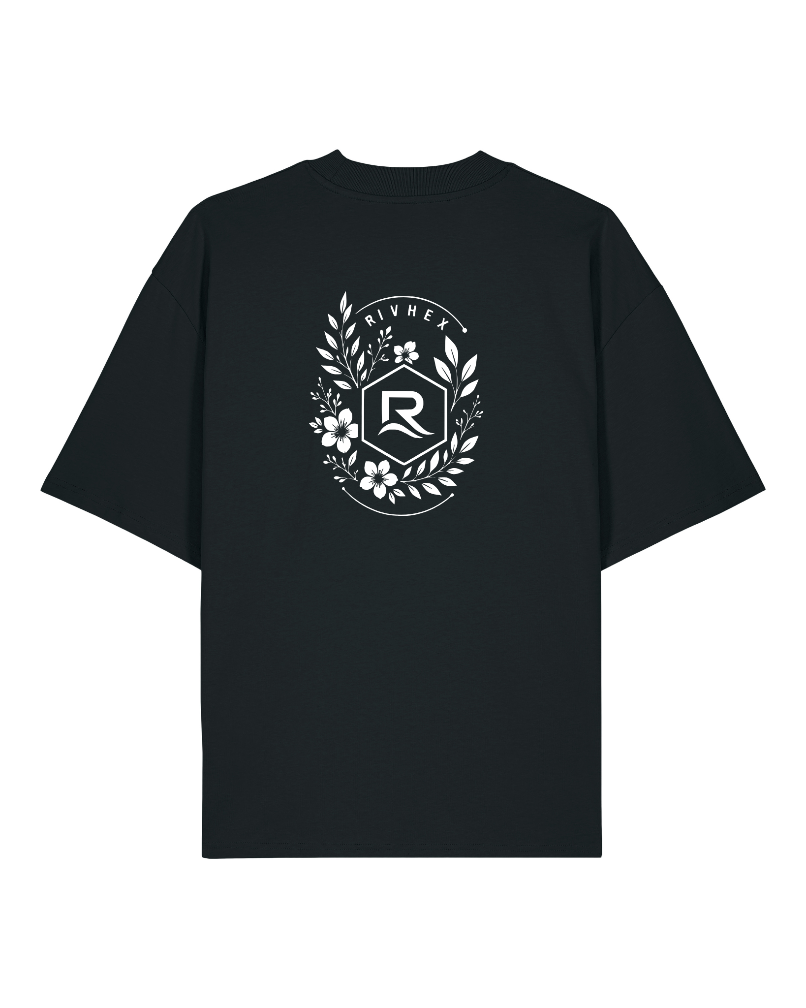 T-shirt RIVHEX Fleurs de Rivage oversize en coton bio – coloris noir