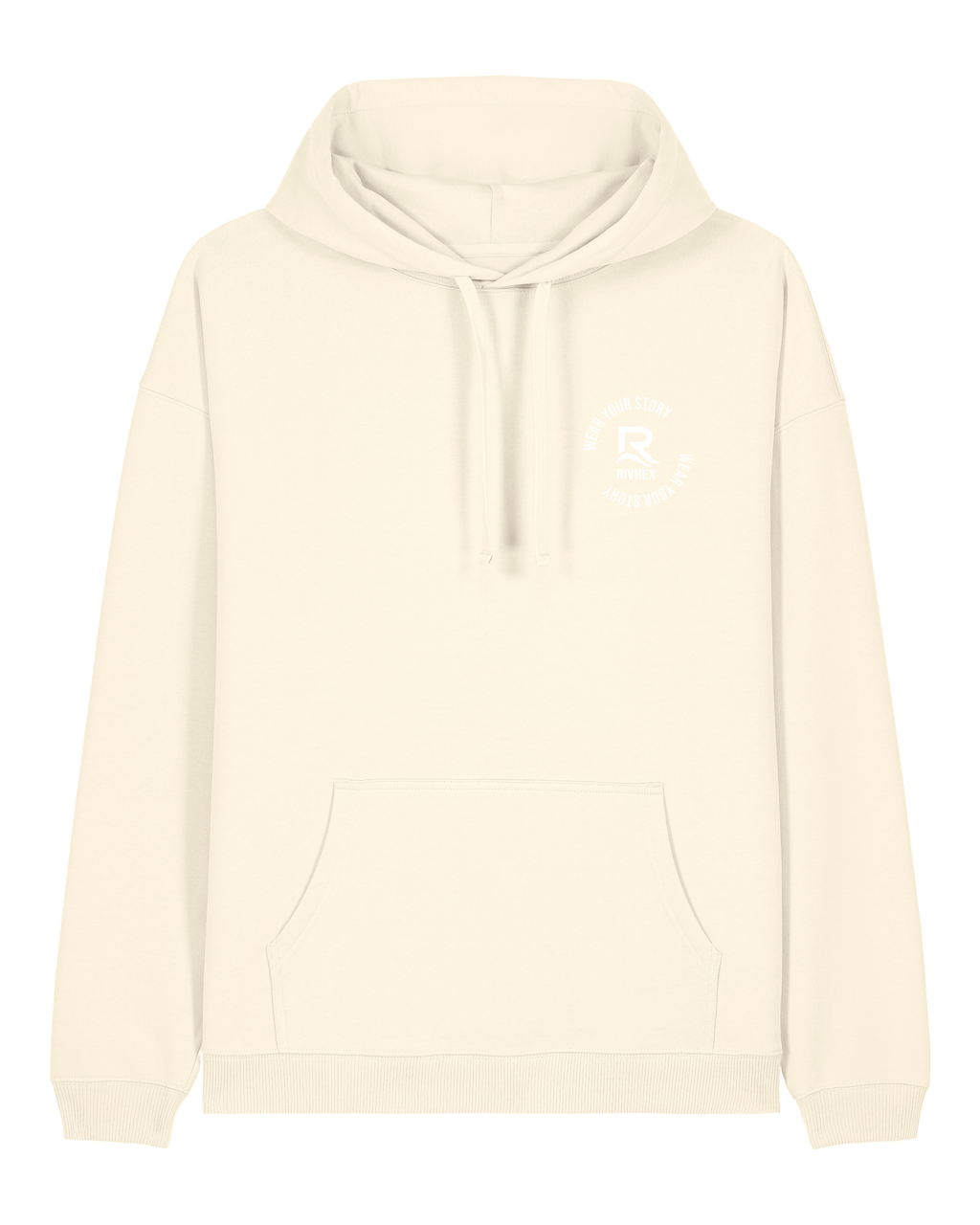 Sweat à capuche RIVHEX Hexahood oversize en coton bio – coloris crème