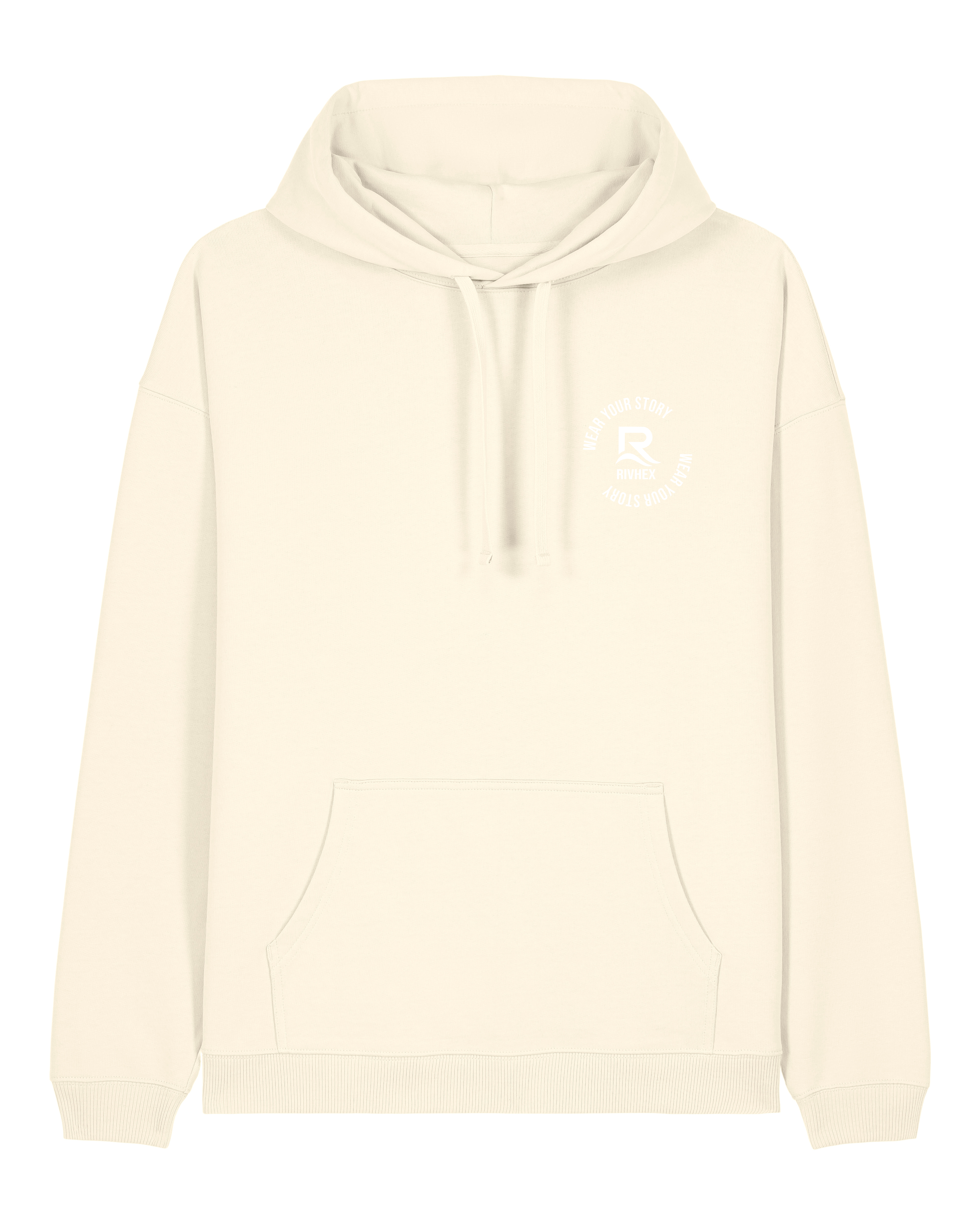 Sweat à capuche RIVHEX Hexahood oversize en coton bio – coloris crème