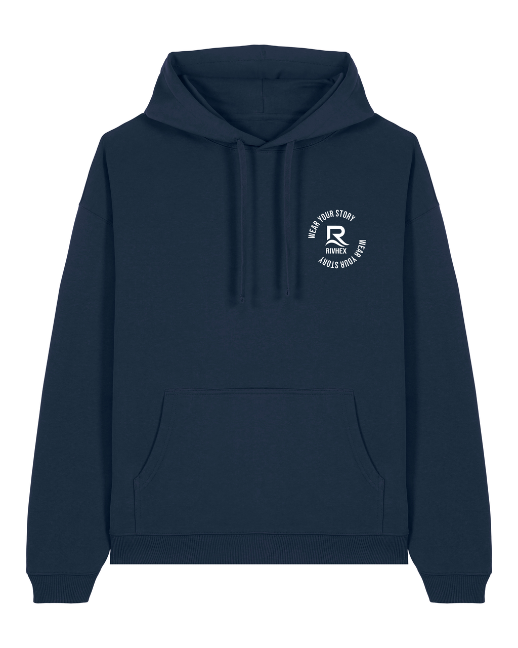 Sweat à capuche RIVHEX Hexahood oversize en coton bio – coloris marine