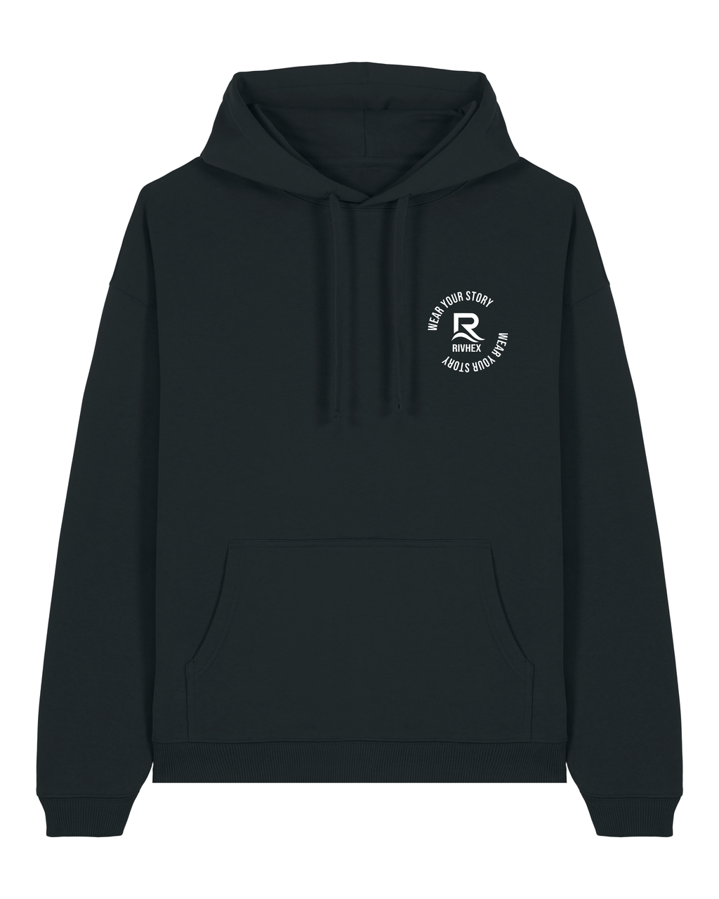 Sweat à capuche RIVHEX Hexahood oversize en coton bio – coloris noir