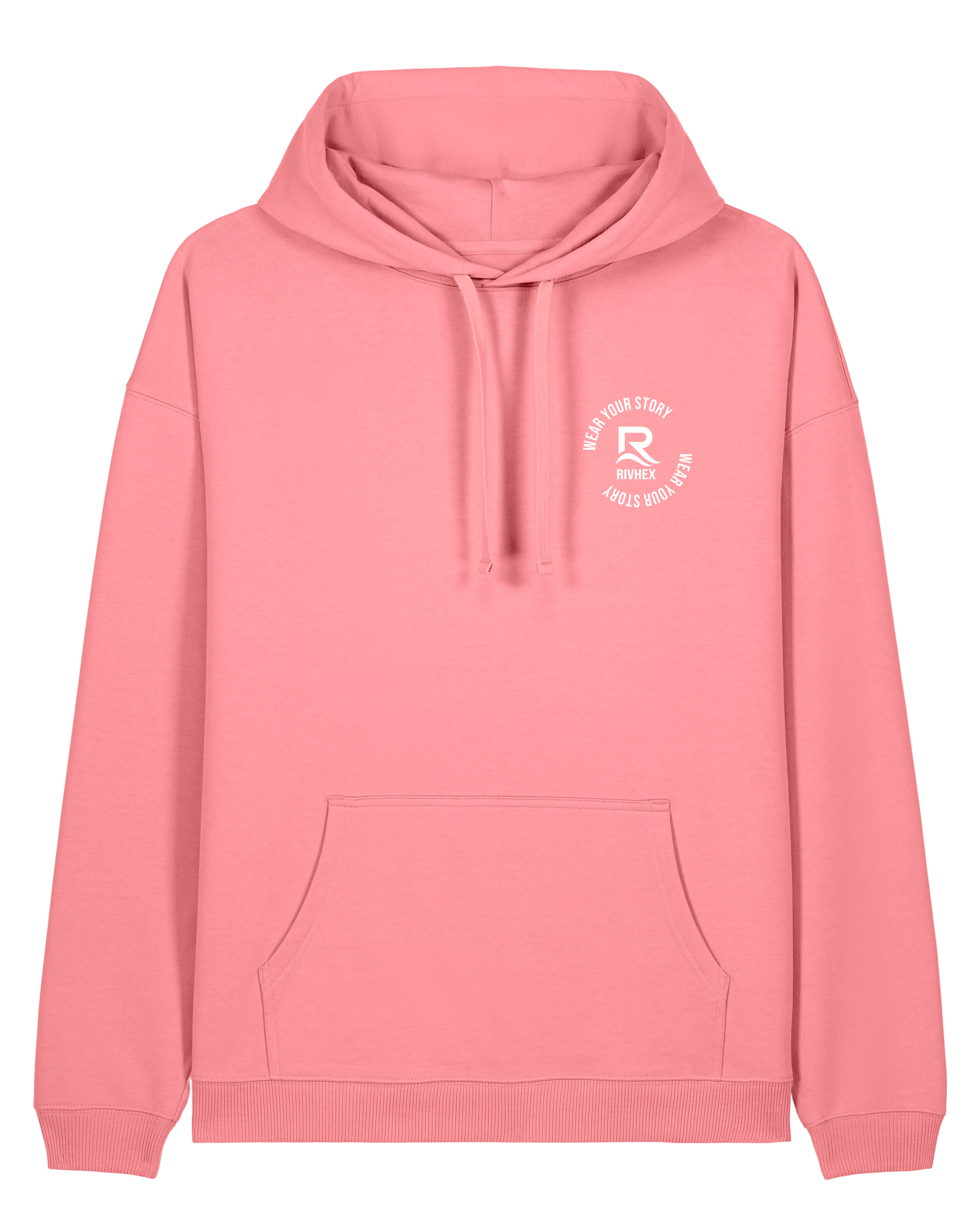 Sweat à capuche RIVHEX Hexahood oversize en coton bio – coloris rose