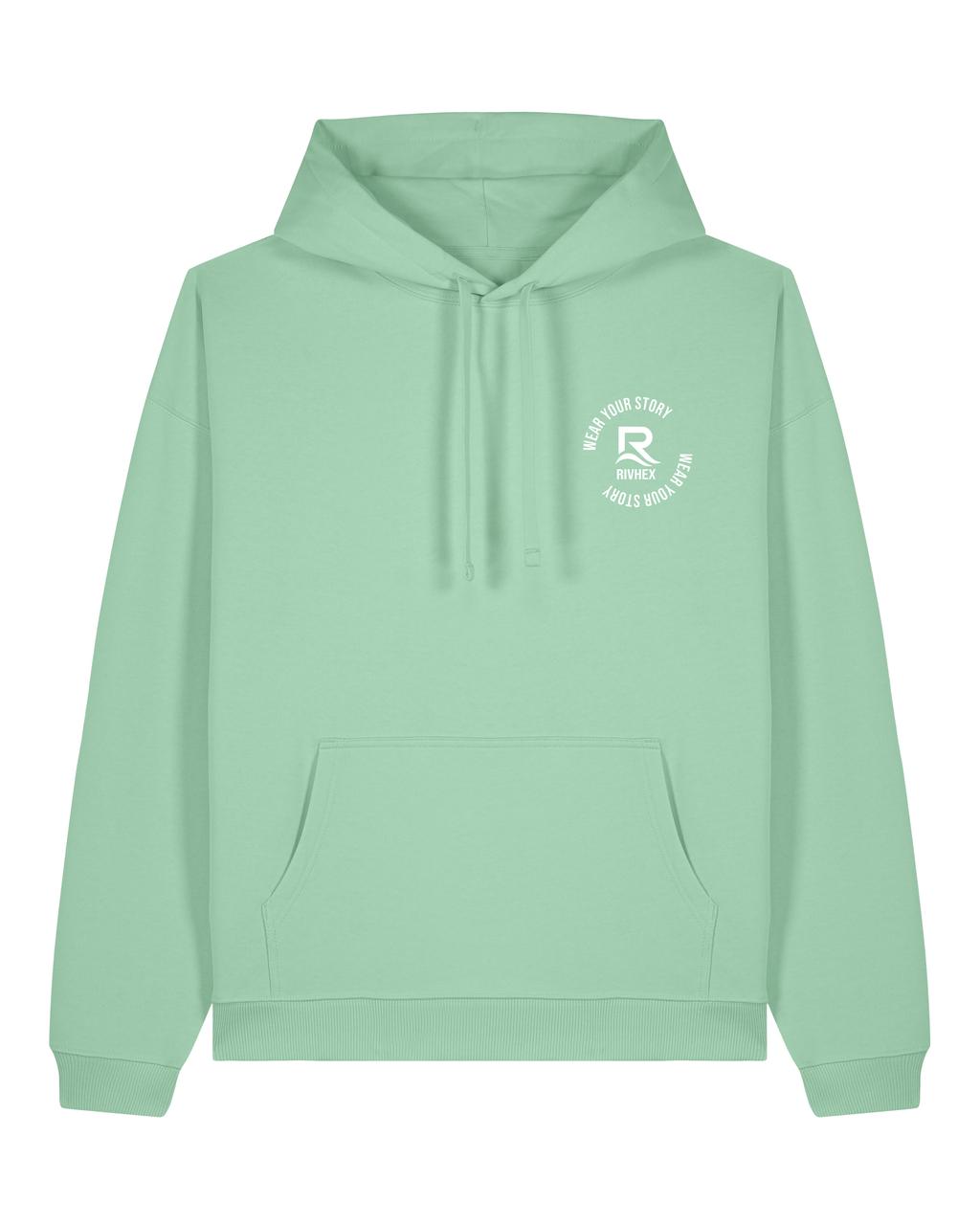 Sweat à capuche RIVHEX Hexahood oversize en coton bio – coloris vert