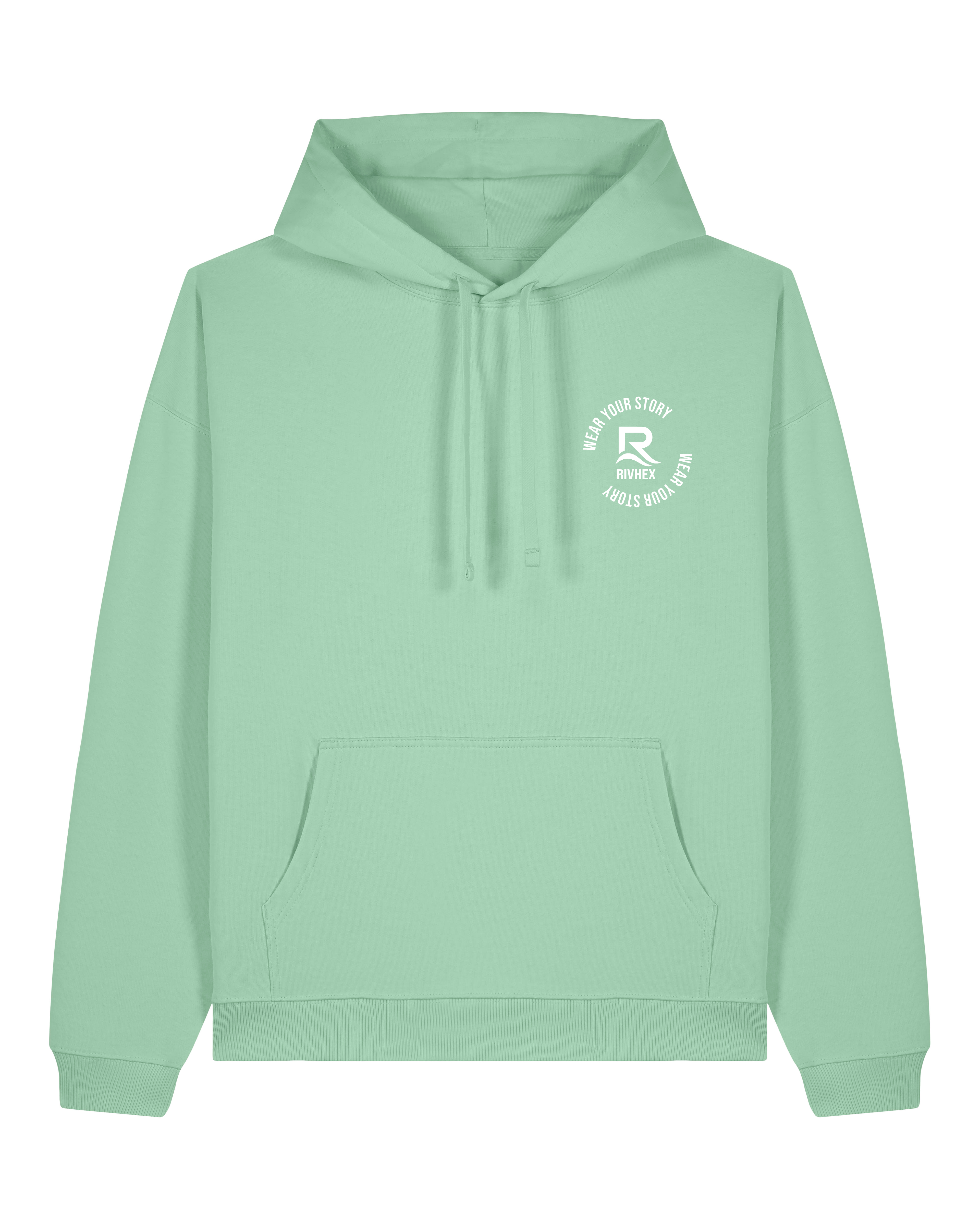 Sweat à capuche RIVHEX Hexahood oversize en coton bio – coloris vert