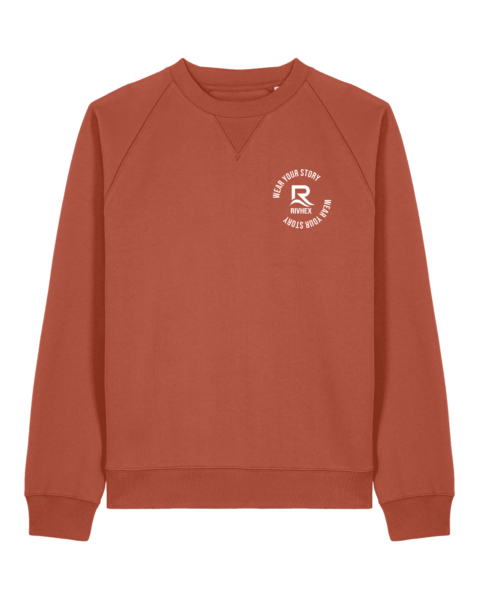 RIVHEX — Sudadera Riv X, color bronce, cuello redondo y logotipo circular en el pecho, vista frontal