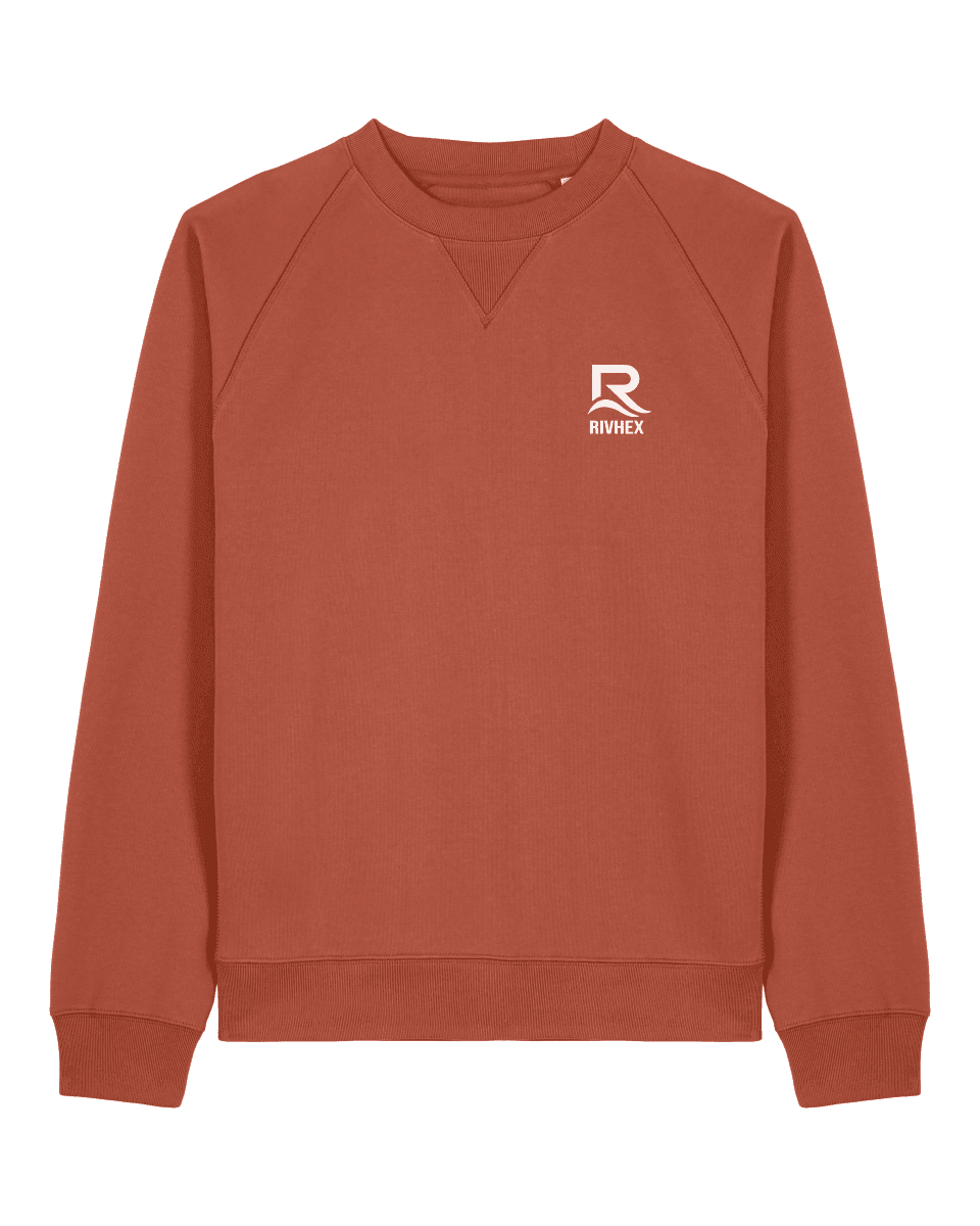 RIVHEX — Sudadera Rivage, color bronce, cuello redondo y logotipo pequeño en el pecho, vista frontal