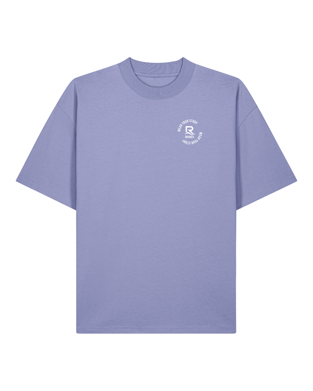 T-shirt RIVHEX Hexaflow oversize en coton bio – détail motif cœur coloris violet