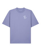T-shirt RIVHEX Hexaflow oversize en coton bio – détail motif cœur coloris violet