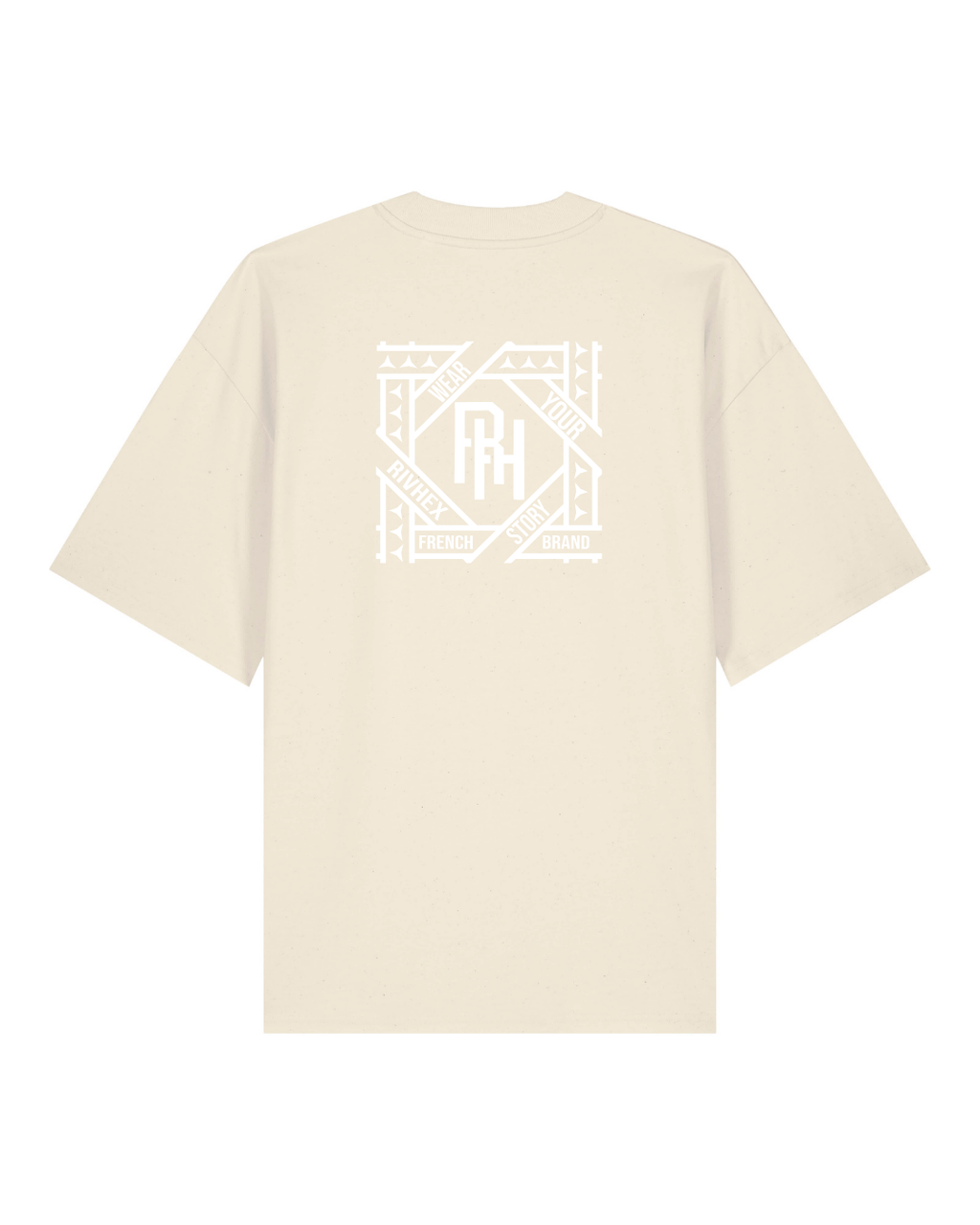 T-shirt RIVHEX Hexaflow oversize en coton bio – coloris crème