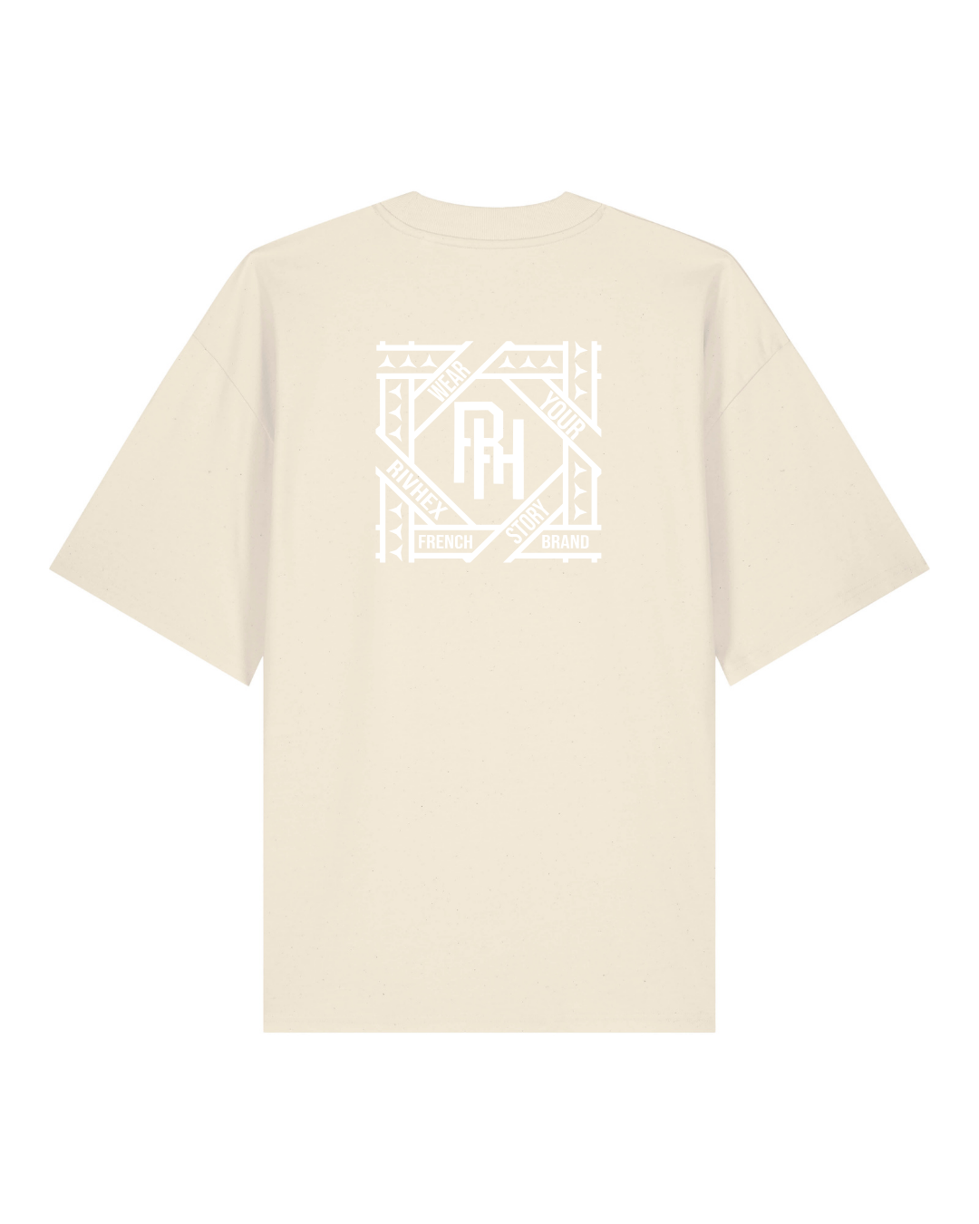 T-shirt RIVHEX Hexaflow oversize en coton bio – coloris crème
