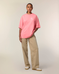 T-shirt RIVHEX Hexaflow oversize en coton bio – mannequin motif cœur coloris rose