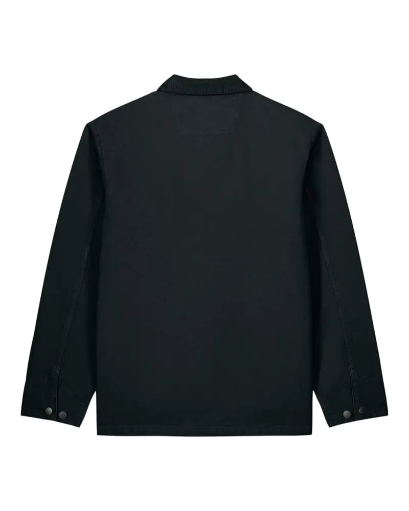 Veste L’Ancrage RIVHEX noire en coton bio, vue de dos à plat