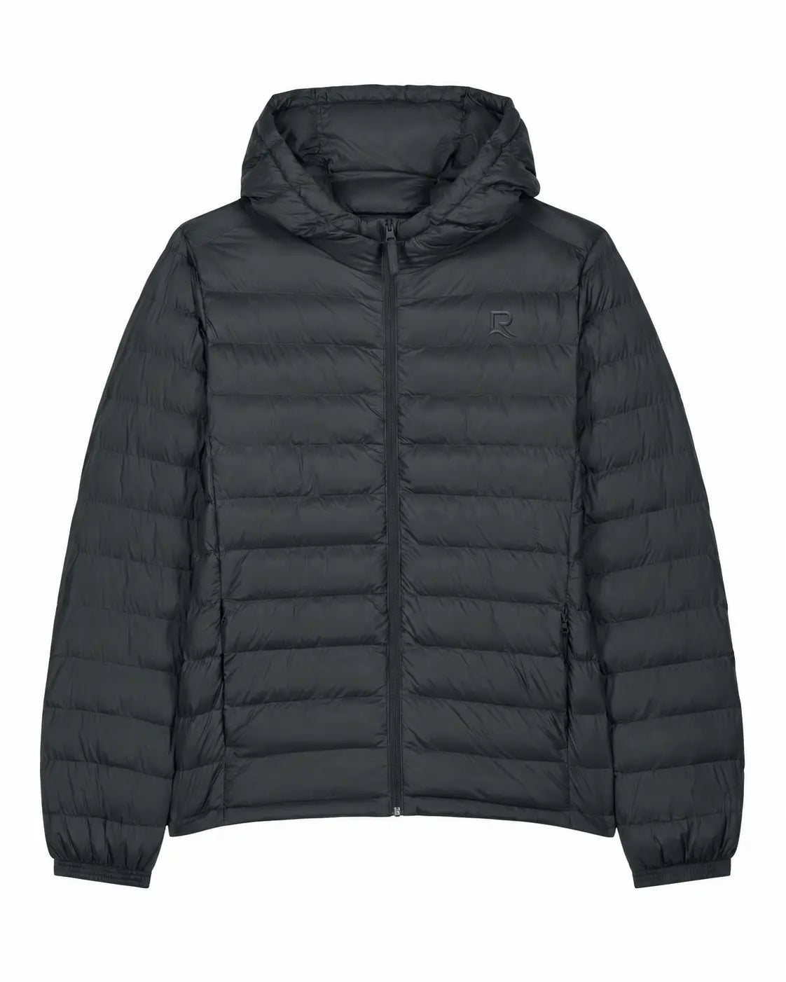 Veste matelassée homme L’Horizon RIVHEX anthracite, vue de face et broderie ton sur ton — simulation