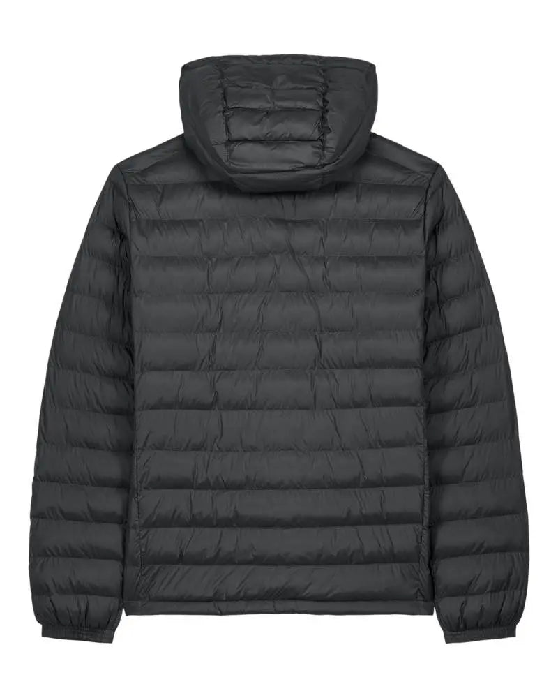 Veste matelassée homme L’Horizon RIVHEX anthracite, capuche et vue de dos à plat