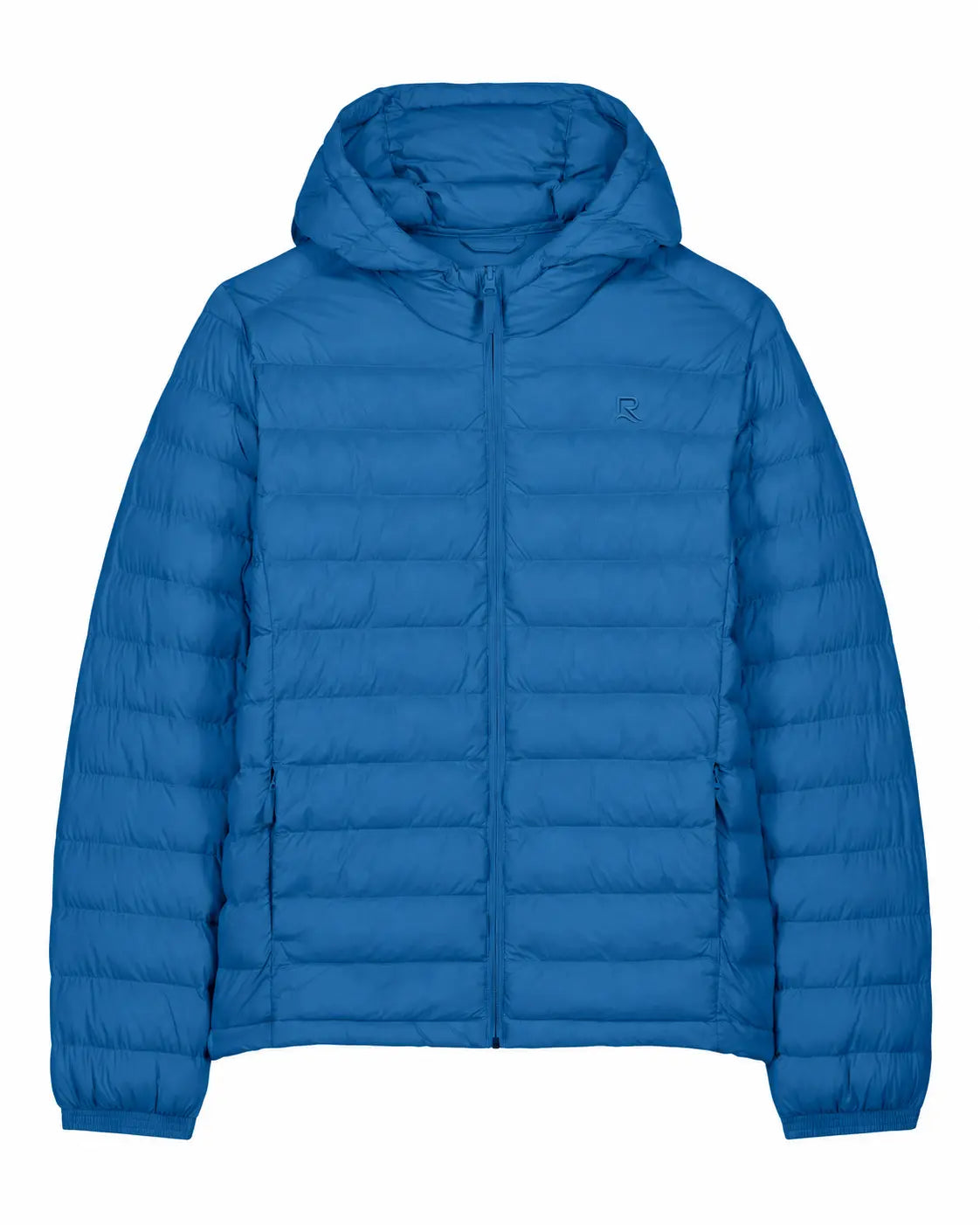 Veste matelassée homme L’Horizon RIVHEX bleu doux, vue de face et broderie ton sur ton — simulation