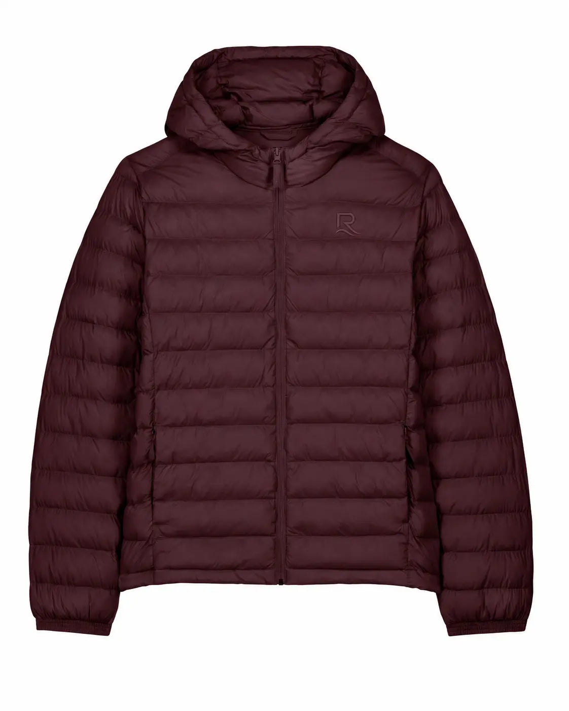Veste matelassée homme L’Horizon RIVHEX brun rouge, vue de face et broderie ton sur ton — simulation