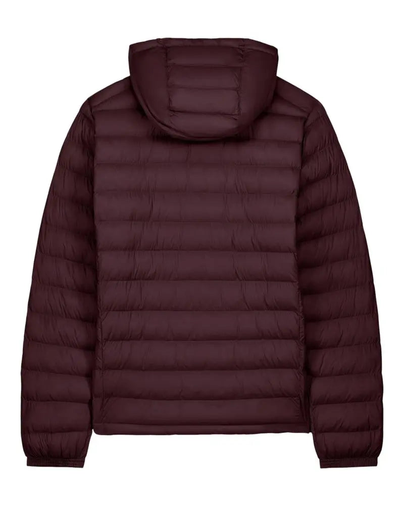 Veste matelassée homme L’Horizon RIVHEX brun rouge, capuche et vue de dos à plat