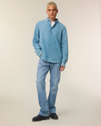 Chemise homme RIVHEX® denim en coton-bio brodé