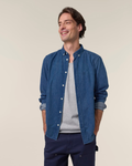 Chemise homme RIVHEX® denim en coton-bio brodé