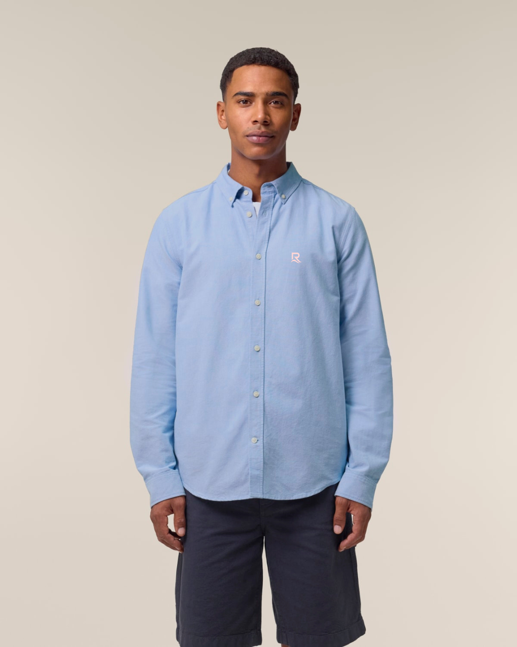 Chemise homme RIVHEX® Oxford en coton-bio brodé