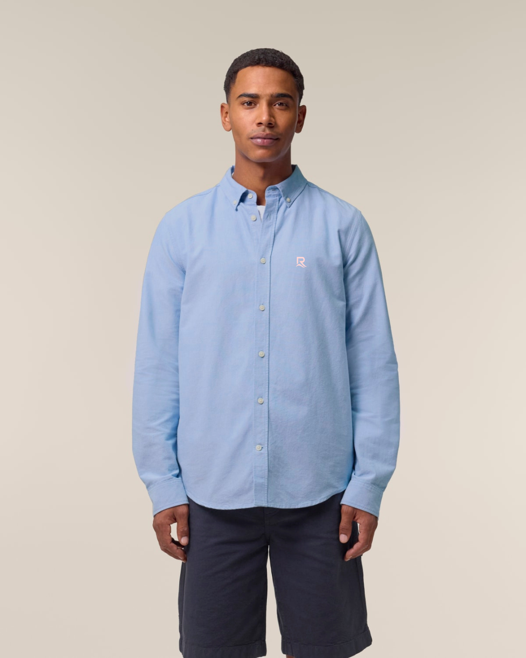 Chemise homme RIVHEX® Oxford en coton-bio brodé