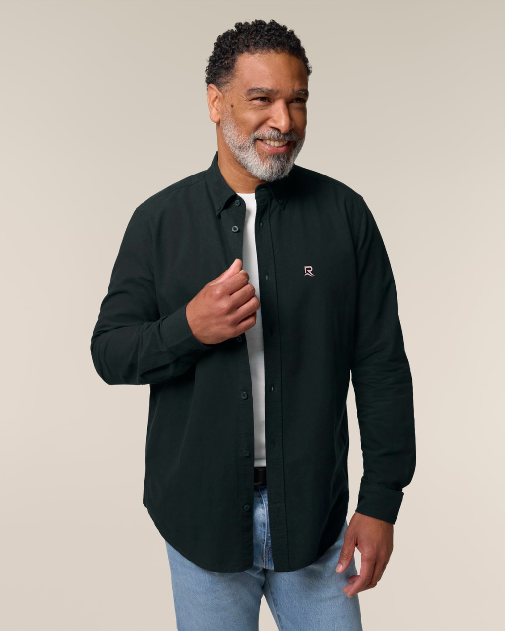 Chemise homme RIVHEX® Oxford en coton-bio brodé