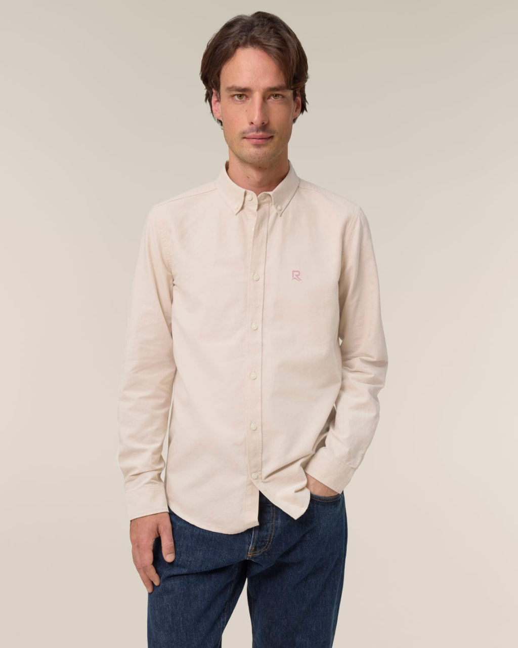 Chemise homme RIVHEX® Oxford en coton-bio brodé